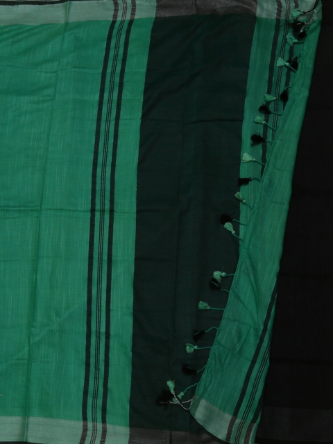 Pothys Green Solid Linen Blend Saree