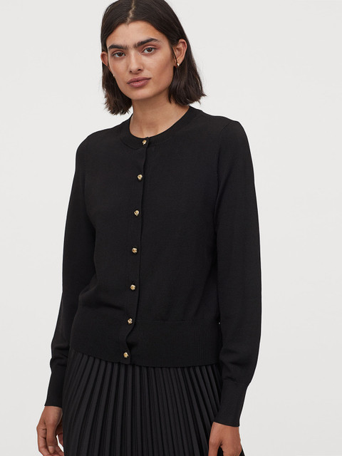 

H&M Women Black Solid Dressy Cardigan