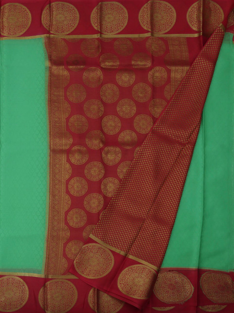 

Pothys Green & Red Pure Crepe Woven Design Saree
