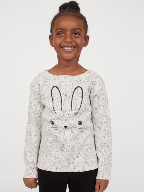 

H&M Girls White Cotton Jersey Top