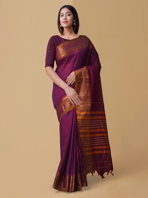 

Unnati Silks Purple Checked Venkatgiri Saree