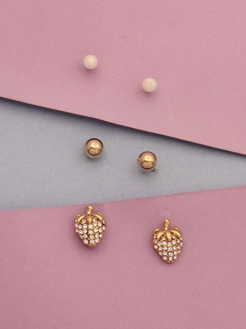

Sia Art Jewellery Set of 3 Gold-Plated Spherical Studs