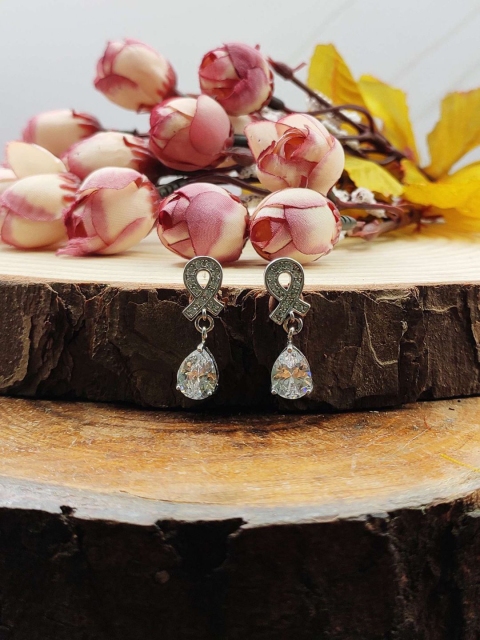 

Sia Art Jewellery Silver-Plated Cubic Zircon Contemporary Drop Earrings