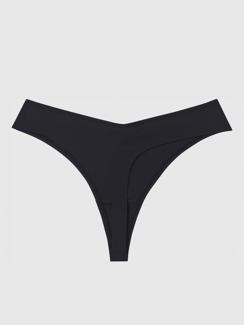 

La Senza Black Solid Thong Briefs 11150356-03YZ