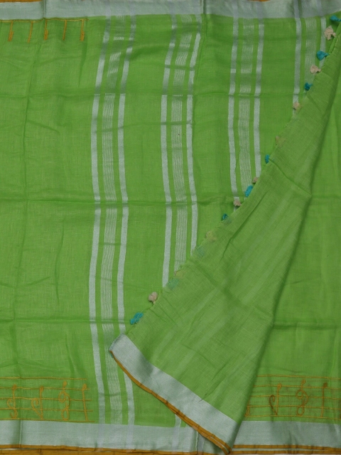 

Pothys Green Solid Pure Linen Saree