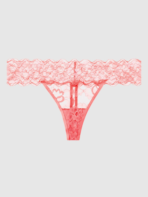 

La Senza Women Coral Red Self Design Remix Thongs 11140886-21W9