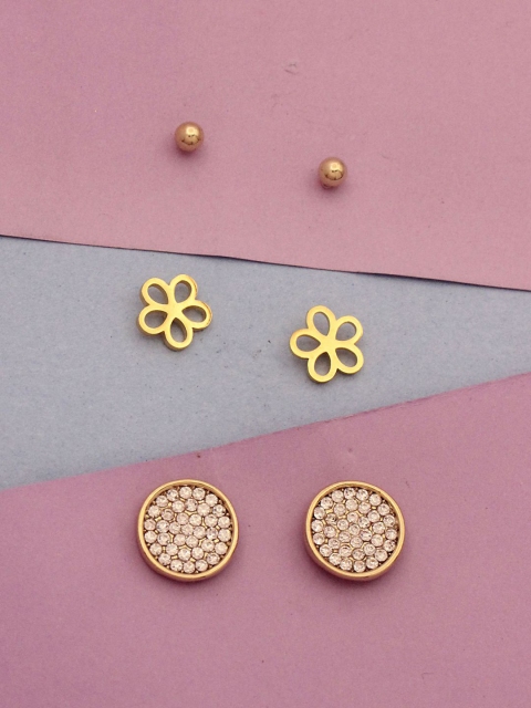 

Sia Art Jewellery Set Of 3 Gold-Toned Circular Studs
