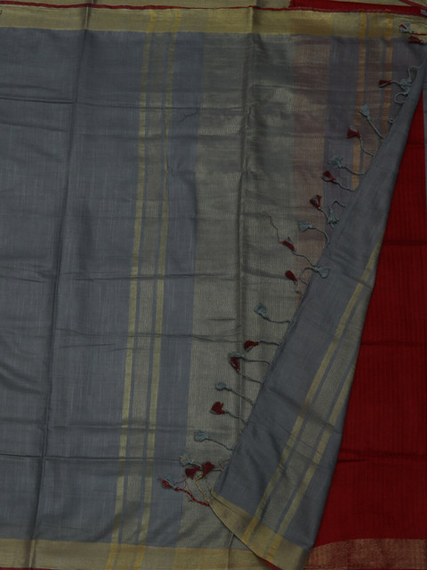 

Pothys Grey & Maroon Linen Blend Solid Saree