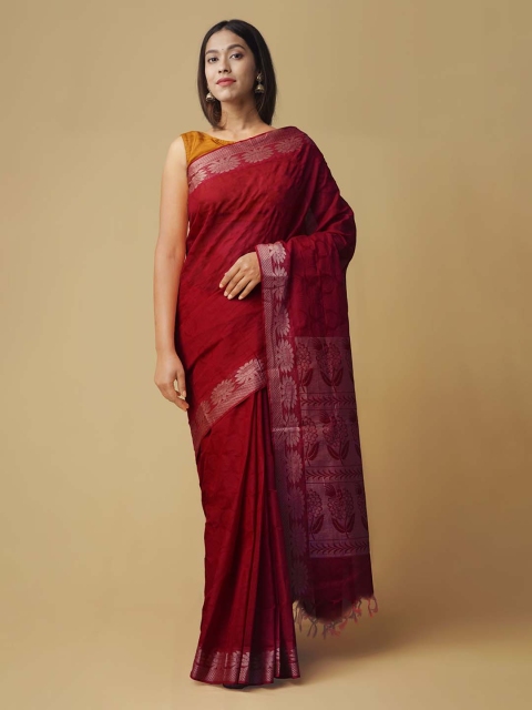 

Unnati Silks Red Woven Design Pure Cotton Saree