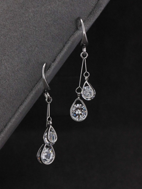 

Sia Art Jewellery Silver-Plated Cubic Zirconia Contemporary Drop Earrings