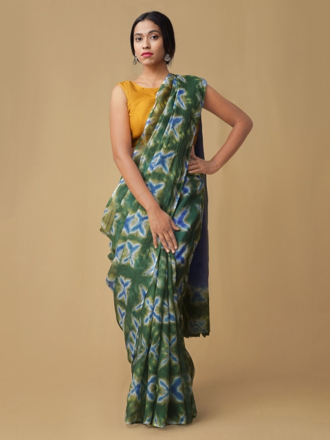 

Unnati Silks Green & Blue Pure Cotton Dyed Kota Saree