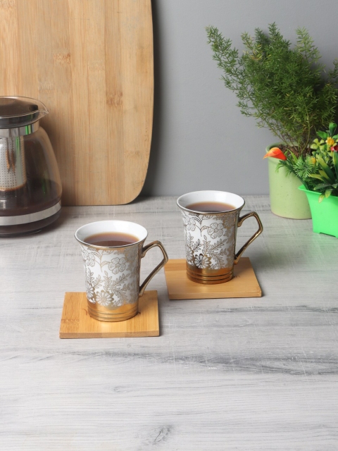 

ceradeco 6 Pieces White Textured Porcelain Cups