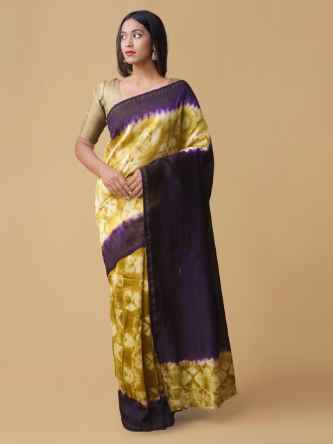 

Unnati Silks Yellow Woven Design Chanderi Saree