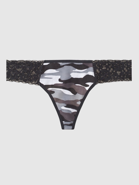 

La Senza Women Grey & White Camouflage Print Thongs 11128949-4JNH