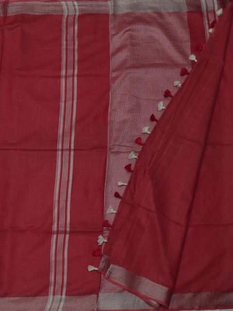 

Pothys Red Solid Linen Blend Saree