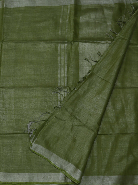 

Pothys Green Solid Pure Linen Saree