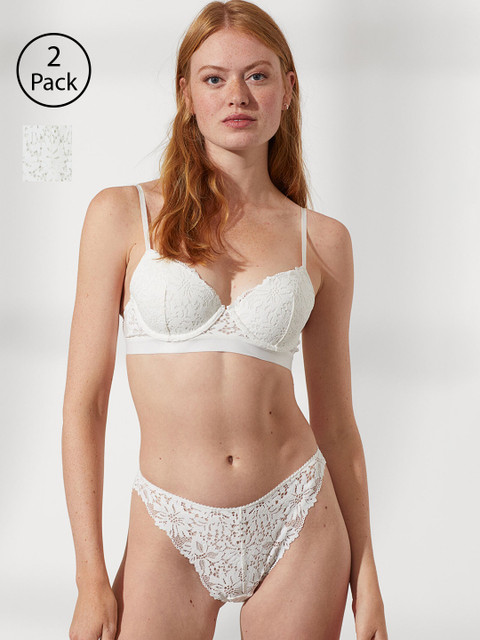 

H&M 2-pack Lace Brazilian Briefs 0940028001, White