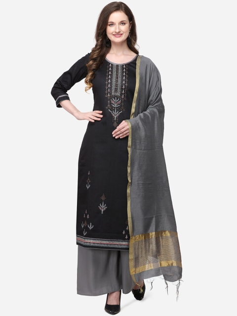 

Kvsfab Black & Grey Silk Blend Unstitched Dress Material