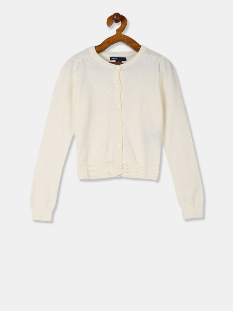 

GAP Girls White Solid Cardigan Sweater