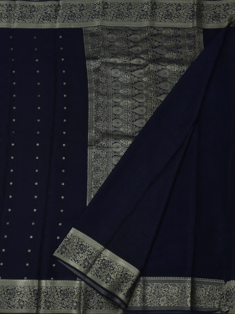 

Pothys Navy Blue Woven Design Pure Crepe Saree