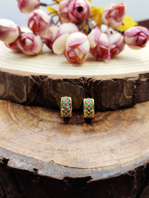 

Sia Art Jewellery Multicoloured & Gold-Plated Classic CZ Studded Studs, Multi