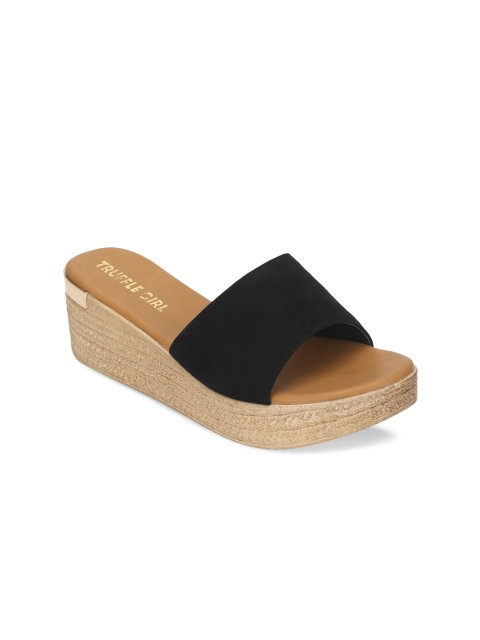 

Truffle Collection Women Black Solid Suede Wedges