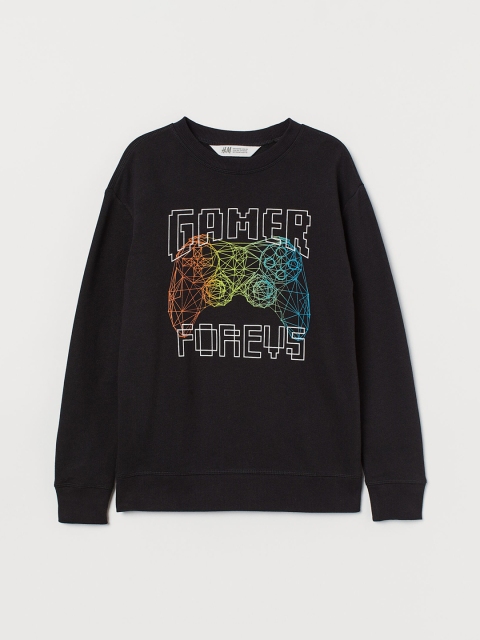 

H&M Boys Black Printed Sweatshirt
