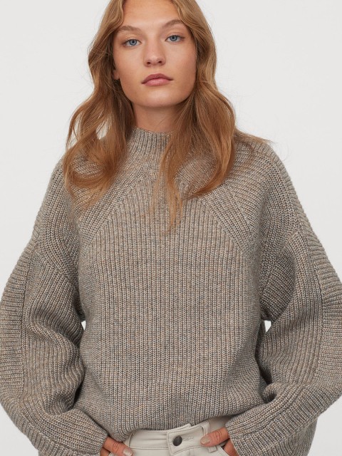 

H&M Women Brown Turtleneck Jumper, Beige