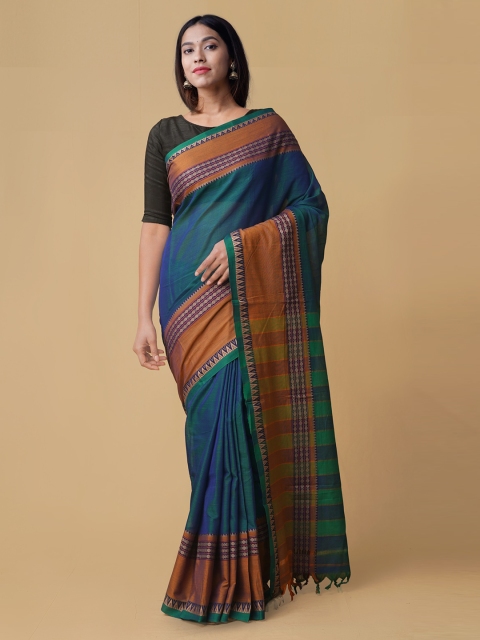

Unnati Silks Green Pure Cotton Woven Design Narayan Peth Saree