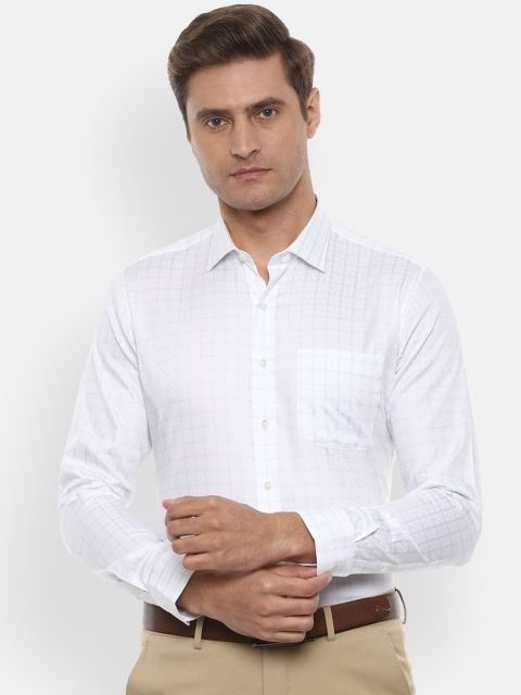 

Van Heusen Men White & Blue Slim Fit Checked Formal Shirt