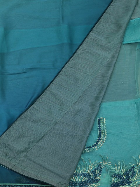 

Pothys Blue Woven Design Poly Georgette Saree