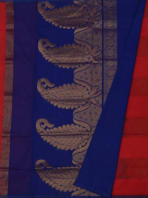 

Pothys Orange & Blue Silk Cotton Woven Design Saree