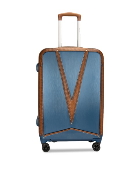 

Da Milano Blue & Tan Brown Solid Leather Cabin Trolley Bag