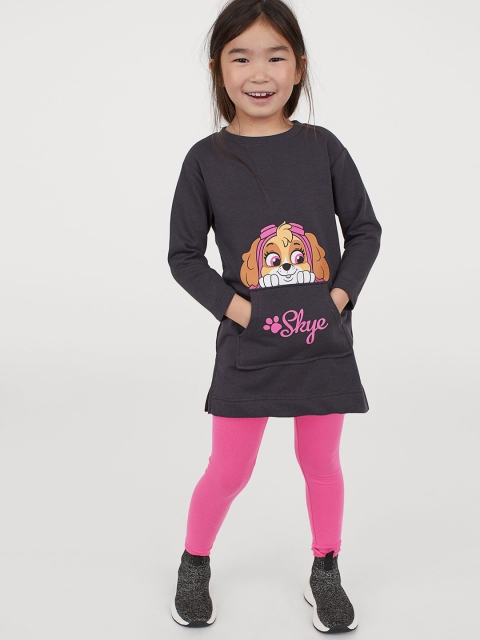 

H&M Girls Grey & Pink 2-Piece Printed Long Top with Leggings