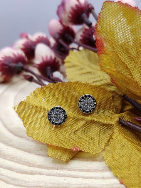 

Sia Art Jewellery Silver-Plated CZ-Studded Circular Studs