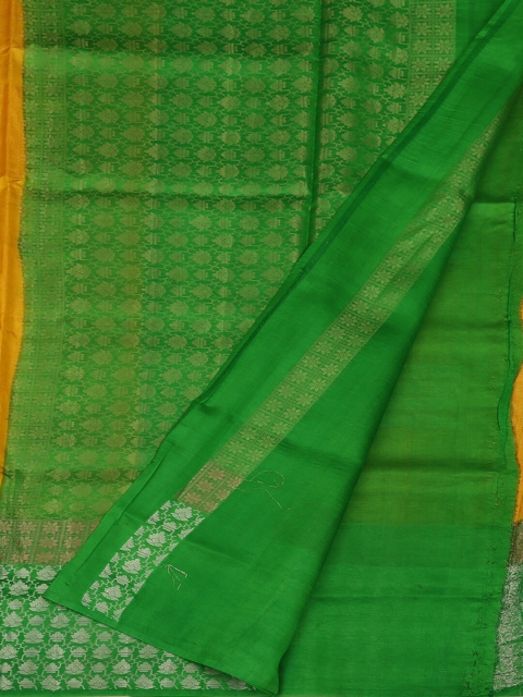

Pothys Yellow & Green Jute Silk Woven Design Saree