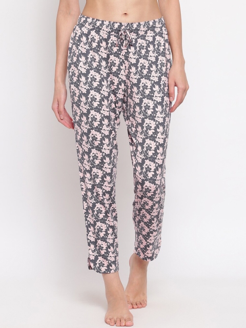 

Enamor Women Grey & Pink Printed Relaxed Fit Shop in Pyjama Lounge Pants