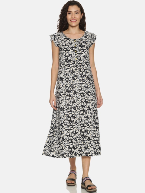 

Saffron Threads Women Black Printed A-Line Dress