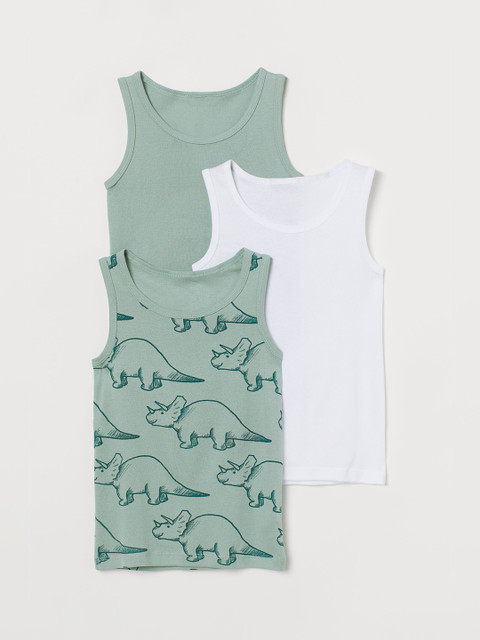 

H&M Boys 3 Pack Cotton Vest Tops, White