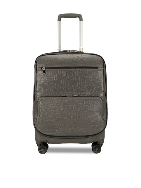 

Da Milano Unisex Grey Textured Soft-Sided Medium Trolley Suitcase