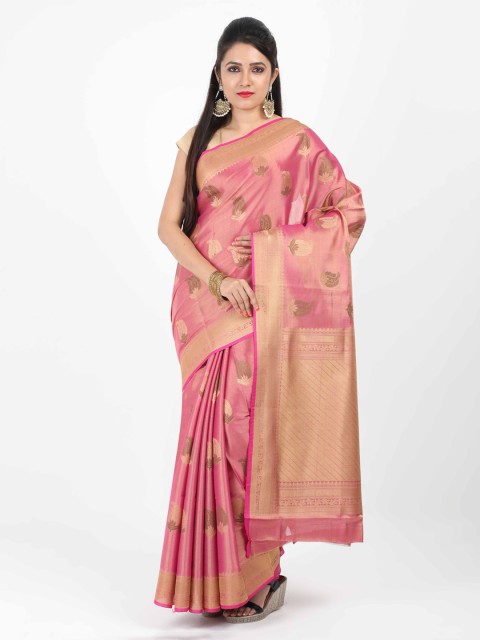 

SABOO COLLECTIONS Pink Woven Design Banarasi Saree