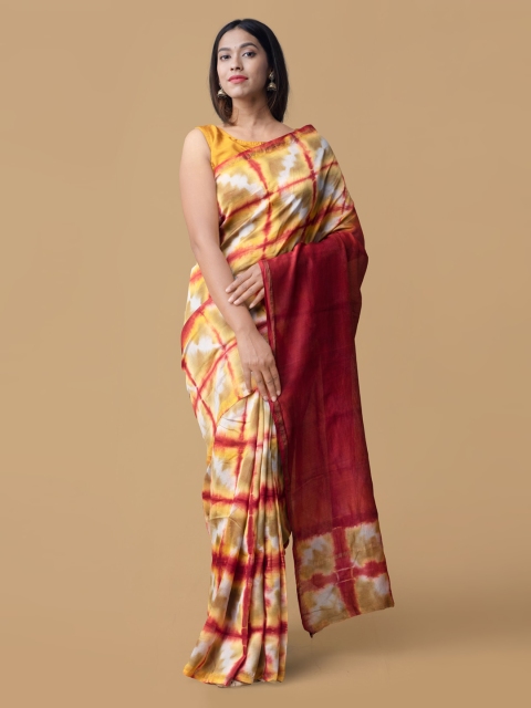 Unnati Silks Multicoloured Silk Cotton Dyed Chanderi Saree, Multi