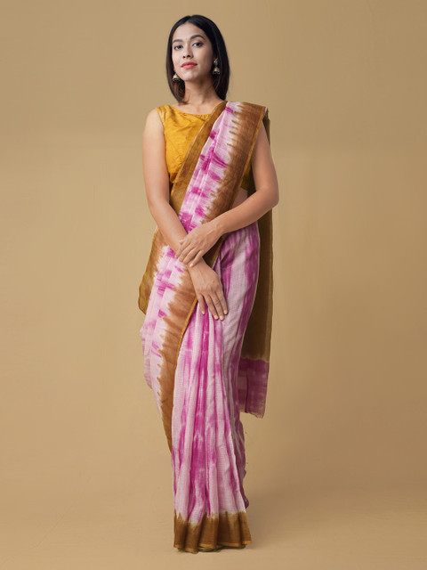

Unnati Silks Pink & Purple Pure Cotton Dyed Kota Saree
