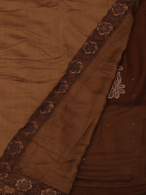 

Pothys Brown Woven Design Poly Georgette Saree