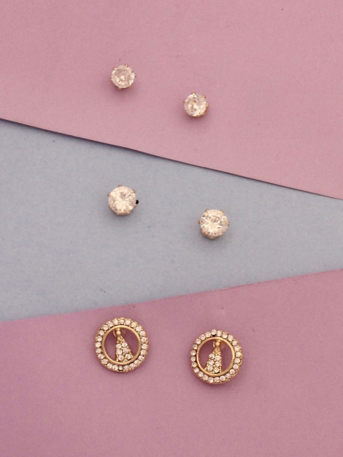 

Sia Art Jewellery White & Gold-Toned Circular Studs