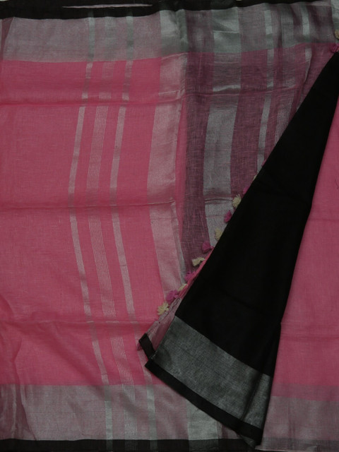 

Pothys Pink Solid Pure Linen Saree