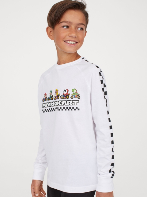

H&M Boys White Printed Jersey Top