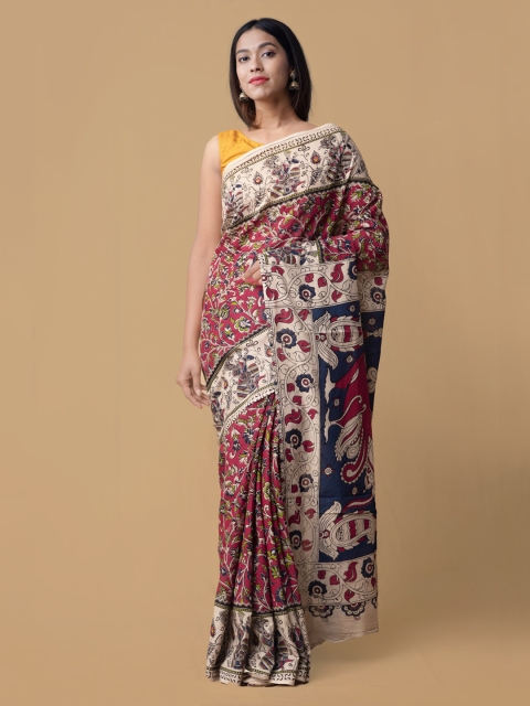 

Unnati Silks Red Printed Pure Cotton Saree