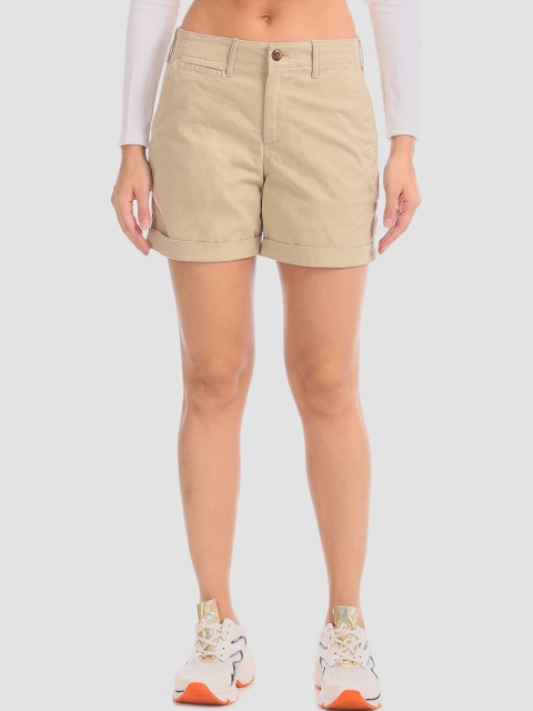 

GAP Women Beige 5 Inch Upturned Hem Cotton Stretch Shorts