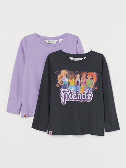 

H&M Girls 2 Pack Printed Tops, Lavender